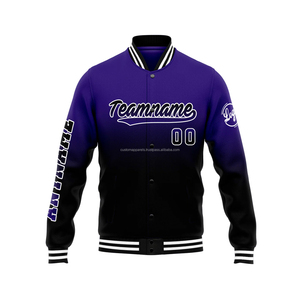 Veste universitaire en laine et cuir personnalisée pour hommes, coupe-vent, brodée, avec col montant MCACVJ-122 - Product Image 2