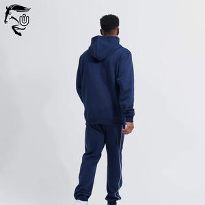 Survêtement d'hiver deux pièces de haute qualité pour hommes, tissu polaire de couleur unie, logo personnalisable, nouveauté, pantalon de survêtement imprimé décontracté - Product Image 5