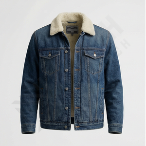 Veste en jean d'hiver épaisse de haute qualité pour homme, design d'hiver, veste universitaire, doublure en fourrure, vestes en denim, fourrure polaire, manteau en fourrure - Product Image 1