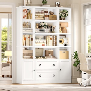 Estantería Grande Blanca de Madera con Armario de Almacenamiento y Cajones, Librería con Estantes Abiertos para el Hogar, Oficina o Sala de Estar - Product Image 2