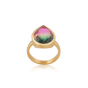Mystic Doublet Quartz Gemstone <b>Gold</b> Plated Ring Designer Brass Fashion Rings Manufacturer Jewelry Vintage Collection - Product Image 4