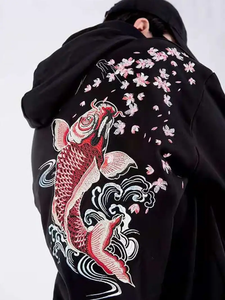 เสื้อสวมหัวมีฮู้ดแฟชั่นอินเทรนด์ของผู้ชายเสื้อจัมเปอร์มีฮู้ดปักลายเฮฟลีซเสื้อมีฮู้ดสำหรับผู้ชาย - Product Image 2