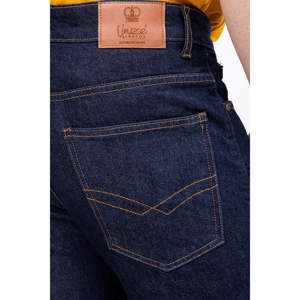 Unze London Men's Denim <b>Jeans</b> Vintage Straight Style High Mid Waist <b>Embroidered</b> Stonewashed Colorful Vintage Knitted for Winter - Product Image 6