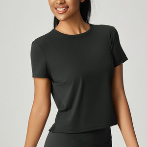 Directement du fabricant B2B T-shirts respirants à col rond pour femmes Options unies et imprimées Vêtements de sport T-shirts à col rond pour femmes - Product Image 2