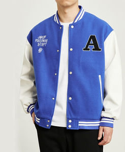 Chaqueta universitaria transpirable totalmente personalizada para hombre, chaqueta de invierno con mangas regulares, patrón de letras, lona, venta al por mayor - Product Image 1