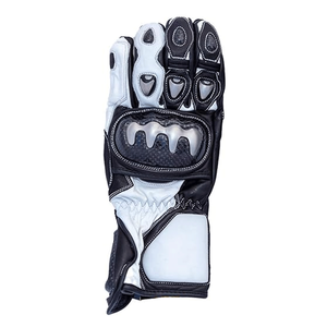 Unisex Genuine Leather Gauntlet Gloves for Motorbike Auto Racing Breathable Winter Knuckle Armoured Black White Riding - Product Image 2