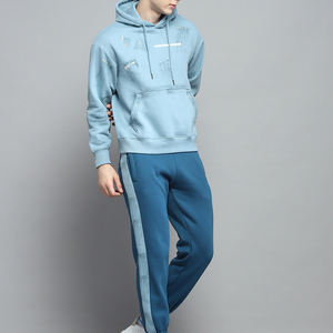 Conjunto de chándal de lana personalizado para hombre al por mayor, Sudadera con capucha y pantalones de chándal para correr, Colección estampada de invierno - Product Image 3