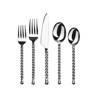 Ensemble de couverts en acier inoxydable avec poignée torsadée Fourchette de service en acier miroir pour table de mariage d'hôtel