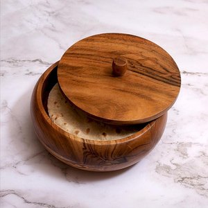 Marmite en bois classique avec taille personnalisable Accueil Hôtel Restaurant Ustensiles de cuisine pour Chapati Plat de service DécoratifCasseroles chaudes - Product Image 4