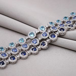 Delicada amatista forma redonda CZ piedra 925 Plata tenis pulsera joyería fina hecha a mano turca al por mayor - Product Image 4