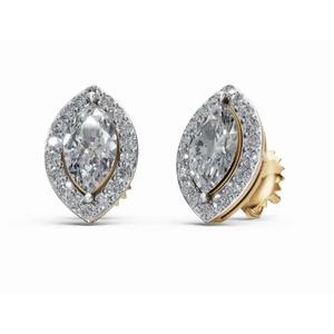 Boucles d'oreilles en diamant Marquise et Halo Arabella de qualité supérieure en or 18 carats, bijoux de laboratoire, vente en gros B2B, exportation - Product Image 1