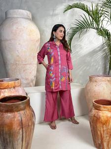 Ensemble de vêtements Vetican Lemon Tree Work Cordset Kurti élégant en 3 pièces pour femmes, pour la maison, le quotidien, les fêtes et les occasions spéciales - Product Image 4