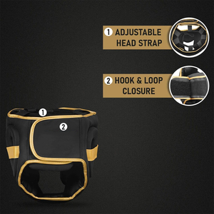 Protector de Cabeza de Boxeo de Buena Calidad, Color Negro y Dorado, Transpirable, para Competencia de Muay Thai, para Hombre y Mujer - Product Image 5