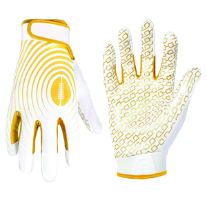 Gants de football américain pour enfants de marque personnalisée stock de gros cuir synthétique doré revêtement silicone grande adhérence antidérapant - Product Image 1
