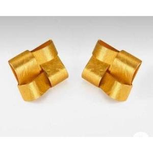 Handmade Brass <b>Cuff</b> Chandelier Stud <b>Earrings</b> Gold Plated in Geometric Vintage Ethnic Style Trendy Party Jewelry - Product Image 2