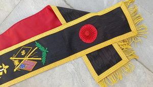 Écharpe de sécurité noire de luxe, brodée à la main avec fil de bullion, pour la franc-maçonnerie du Rite Écossais du 32e degré, haute qualité, sur mesure - Product Image 4