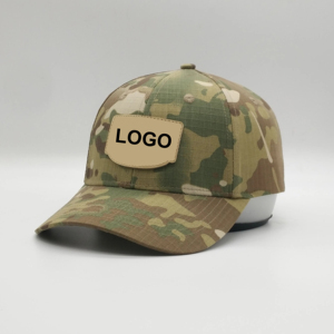 High Quality Wholesale Custom Cheap 6 Pane Structured Ripstop Tactical Camo Faux Leather Patch Magic <b>Tape</b> Closure Baseball Hat - Product Image 1