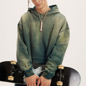 Sweat à capuche d'hiver délavé à l'acide Léger imprimé en relief de couleur unie Meilleure taille de conception Vêtements techniques en gros Sweat à capuche basique - Product Image 1