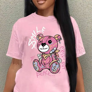 2025 venta al por mayor totalmente personalizada mujer 220g 100% algodón camiseta con impresión Digital de gran tamaño ecológico transpirable de secado rápido - Product Image 1