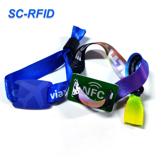 New Customized Printing 13.56MHZ NFC Fabric Wristband RFID Woven Bracelet Wristband for Festival Events for Event