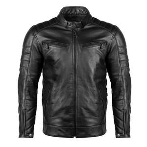 Fournisseur de vestes en cuir personnalisées de couleur unie, veste en cuir pour hommes à col montant Service OEM personnalisable - Product Image 1
