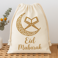 Décorations du Ramadan Pafu pour enfants, pochette cadeau Eid Mubarak avec motif mosquée, Coran, lune et étoile, sacs cadeaux à cordon pour le Ramadan