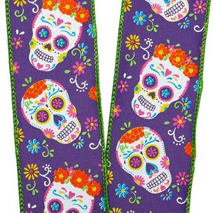 Day of the Dead Print on <b>Wired</b> <b>Ribbon</b> Halloween Decoration - Product Image 3
