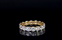 Bague d'éternité en or jaune 14 carats avec diamants cultivés en laboratoire, coupe brillante ronde 4 ct, sertissage à griffes partagé, bague de mariage en cercle complet