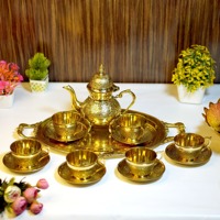 Noble Indian Exports – Ensemble de cafetière/théière classique en laiton moulé, écologique, avec couvercle et poignée métalliques, couleur personnalisable, pour voyage, maison, hôtel