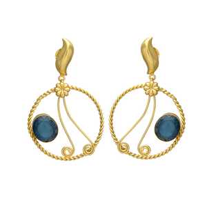 New arrival Gold plated <b>long</b> tassels <b>earring</b> with leaf design <b>earring</b> brass <b>earrings</b> classic design for women and girl - Product Image 1