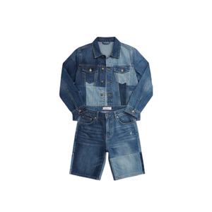 Fabricants de shorts personnalisés pour hommes, streetwear, denim délavé, chemises à manches longues et shorts, ensemble deux pièces - Product Image 2