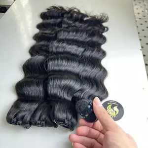 Cabelo humano 100% vietnamita ecológico - extensões de cabelo virgem ondas profundas soltas - Loira de ondas profundas solta grande estoque