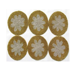 Handmade <b>Beaded</b> <b>Coasters</b> Set of Boho Drink <b>Coasters</b> with Polyester Backing Beads Ideal for Gifting and Home Styling - Product Image 6