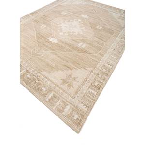 พรมขนสัตว์ถักลายเรขาคณิต สีเทียมเบจและสีน้ำตาล ขนาดใหญ่ รุ่น PKWL-4016 สำหรับตกแต่งห้องนั่งเล่นวัยรุ่น - Product Image 2