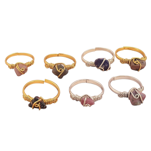 Elegant Gold and Silver Plated Wire Wrapped Fashion <b>Rings</b> with Natural Stone Resale Appeal - Product Image 2