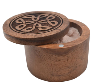 Boîte à sel en bois sur mesure, bol en bois de manguier, récipient de cuisine durable, design pivotant, compatible lave-vaisselle, rangement pour épices - Product Image 4