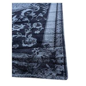 Alfombra de Lana y Seda Anudada a Mano, Color Gris Aurora con Diseño Floral, para Sala de Estar, Pasillo, Diseño Rectangular Tipo Rompecabezas Pae-6176 - Product Image 4