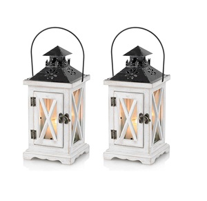 Linterna de vela LED sin llama con pilas de madera para decoración de bodas en interiores y exteriores, accesorios para el hogar, linternas - Product Image 1
