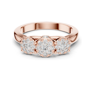 Bague à trois pierres en diamant de laboratoire de 0,496 carats pour femme, clarté VVS-VS EF, disponible en or rose, or jaune, or blanc et argent 925 - Product Image 3