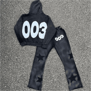Sudadera con capucha y pantalones de chándal con cremallera, conjunto de chándal con lavado ácido, chándal desteñido al sol, chándal acampanado, Sudadera con capucha para correr para hombres desgastados - Product Image 2