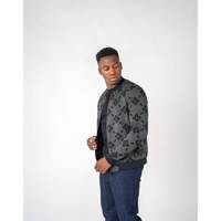 Blouson Bomber Homme Imperio Shop Décontracté Hiver Coupe Slim Vert Jacquard à Étoiles Zippé Respirant Taille S