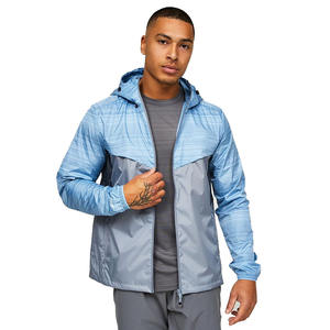 Chaqueta cortavientos de lona de calidad superior para hombre, mangas completas con capucha y bolsillos delanteros, diseño de cremallera de bloque de color en oferta - Product Image 2