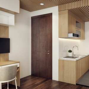 Portes en composite bois-polymère avec placage bois grainé, design moderne, surface finie, pour salle de bain, maison, hôtel - Product Image 3