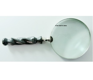 Antique Brass Handle Magnifier 10X Handheld Magnifying <b>Glass</b> Lens Fine Print <b>Reading</b> Glossy Finished Decorative Magnifying <b>Glass</b> - Product Image 6