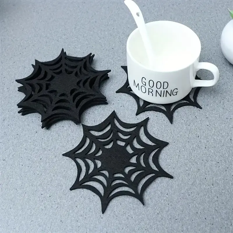 6 pieces Halloween Spider Web Coaster - a weird placemat for Halloween parties and decorations