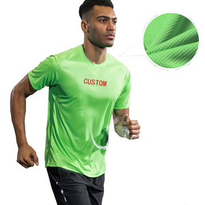 T-shirt de sport d'été de haute qualité pour homme en maille tissée respirante avec sublimation de teinture à motif uni et décontracté - Product Image 1