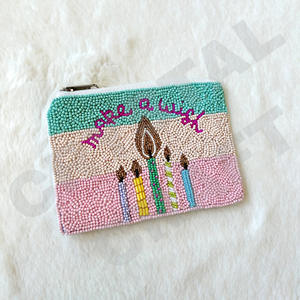Monedero con cuentas de semillas Make A wish, hermoso monedero con cuentas personalizado para mujer, monedero de moda con - Product Image 1