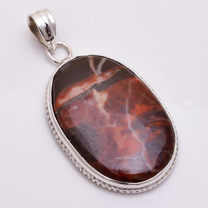 จี้พลอยสีเงินสเตอร์ลิง925แข็งอัญมณีอัญมณีอัญมณีสีเลือดธรรมชาติเครื่องประดับอัญมณีสีเงิน925โบราณ - Product Image 4