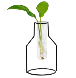 Vase à fleurs hydroponique de conception simple terrarium avec support en métal prix de gros Vase en fer de luxe décor de mariage végétal - Product Image 6