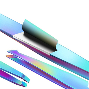 Ensemble de 4 pinces à épiler en acier inoxydable, pinces à épiler à pointe inclinée et à pointe plate - Product Image 4